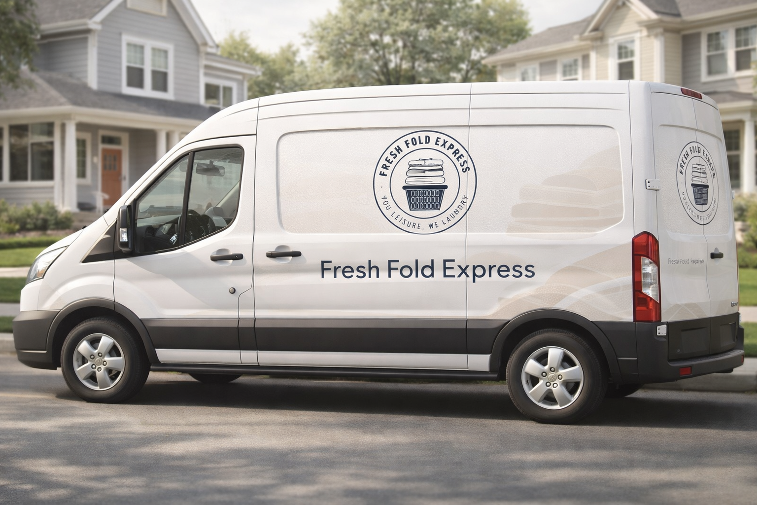 Folded laundry on light wooden tables